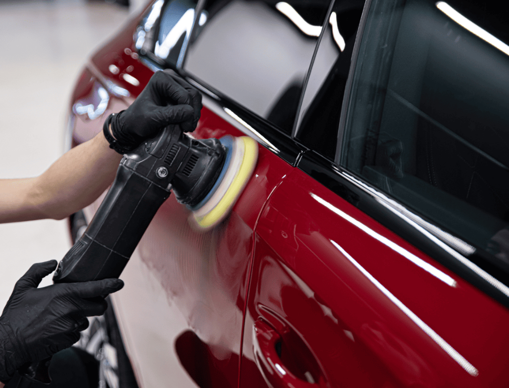 Detailing a red car